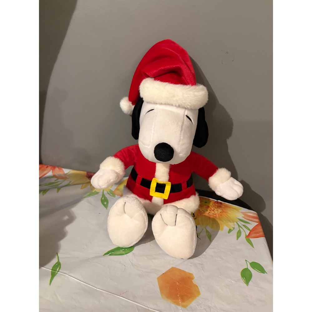 Peanuts Snoopy Santa Claus Plush Holiday Stuffed Animal Christmas Decor Red